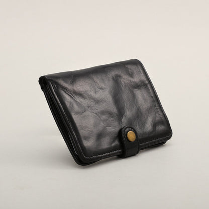 Vegetable Tanned Leather Bifold Wallet – Handmade Retro Card Holder – Japanese vintage | yamalin clothes | Yamalinclothes