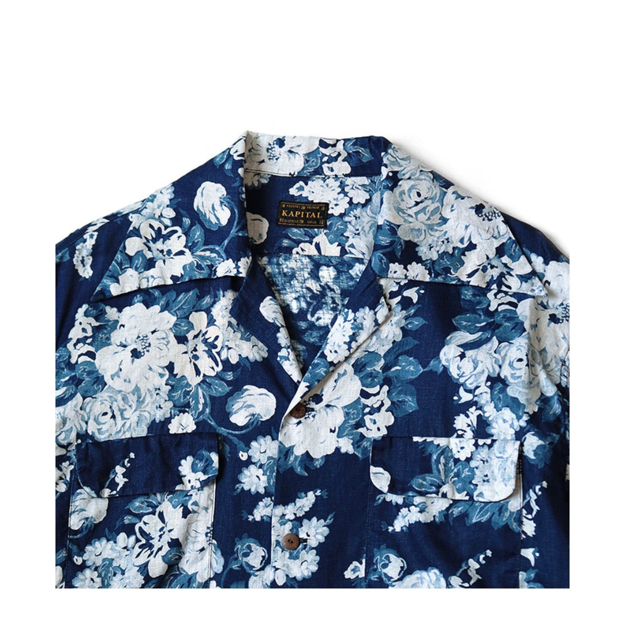 Japanese casual disconnect blue flower breasted loose long-sleeved shirt jacket