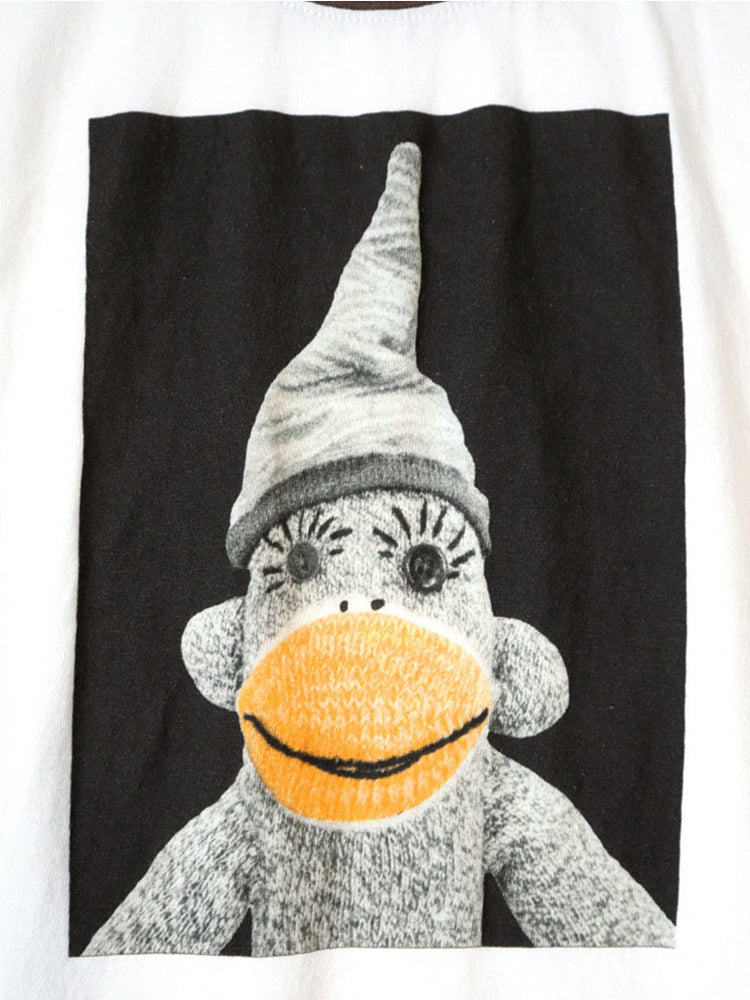 Japanese unisex cartoon little monkey print loose casual crew neck short sleeve T-shirt