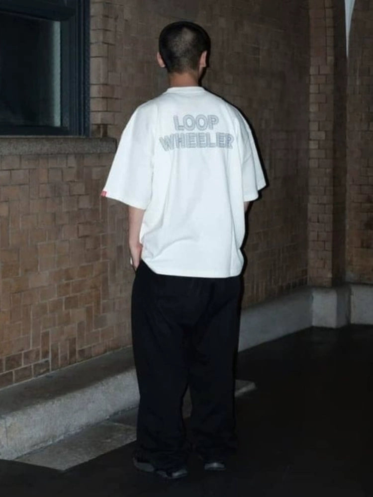 Japanese letter print short-sleeved T-shirt for men pure cotton loose casual T-shirt