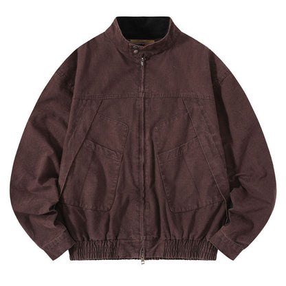 Japanese Retro Deconstructed Stand Collar Hunting Cargo Jacket – Loose Drop Shoulder for Men | Japanese vintage | yamalin clothes | Yamalinclothes