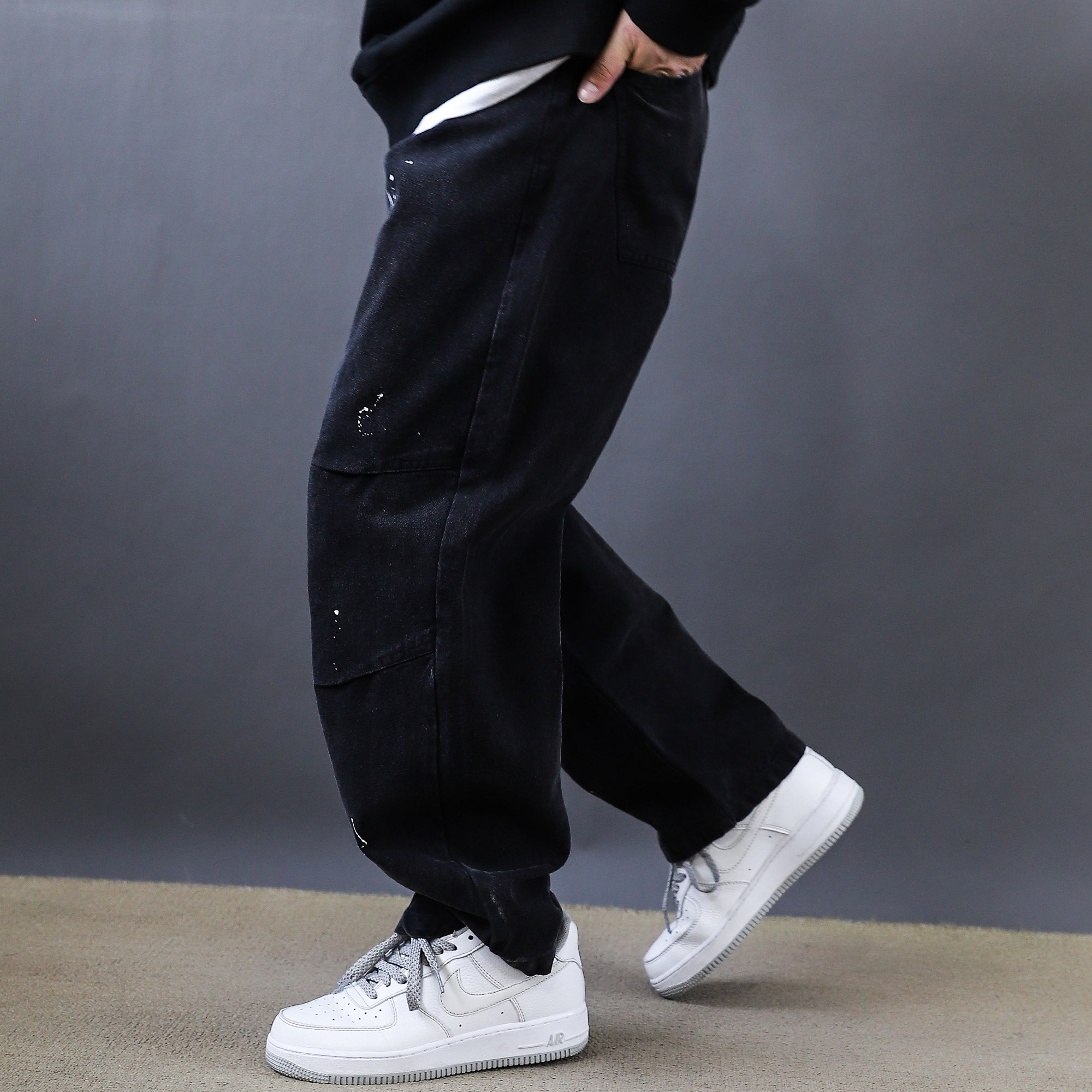 2025 American Retro Basic Wash Straight Pants Simple Retro Workwear Youth Black Design Casual Pants Men
