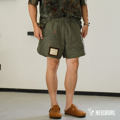 شورت صيفي أمريكي كاجوال فضفاض ومغسول بطباعة متعدد الاستخدامات