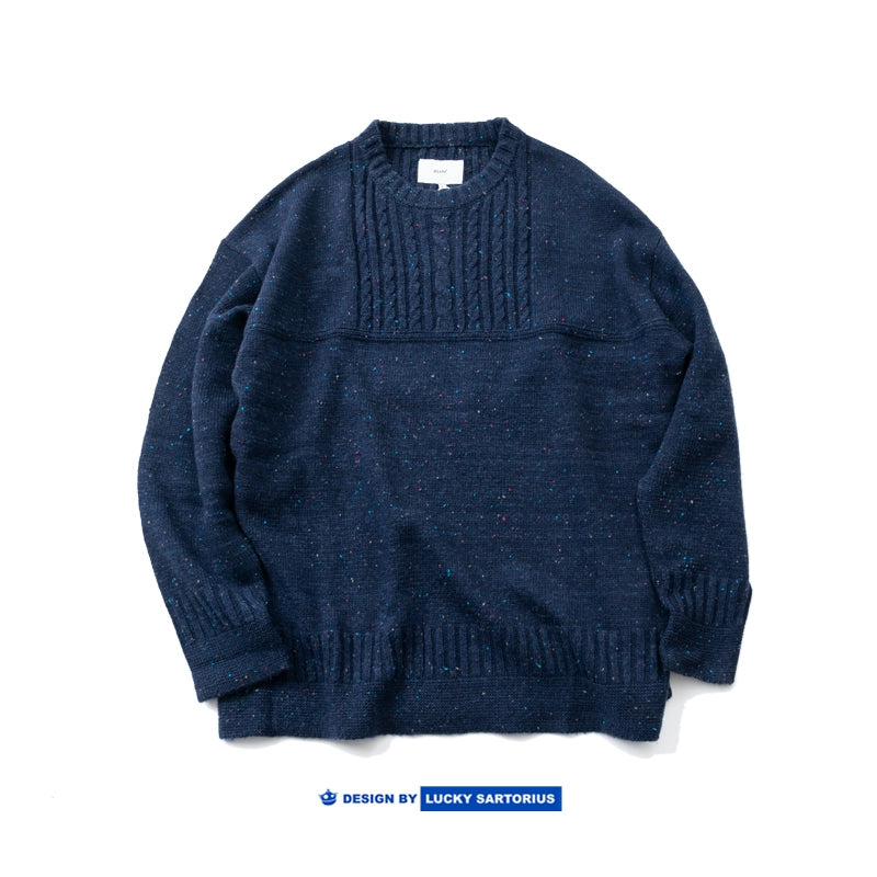 Autumn and winter retro clothing personality color cotton twist woven wool sweater pullover loose casual sweater men and women