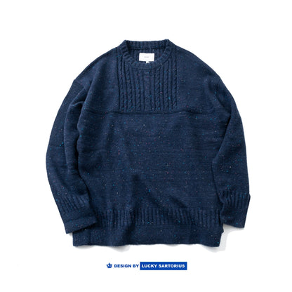 Autumn and winter retro clothing personality color cotton twist woven wool sweater pullover loose casual sweater men and women