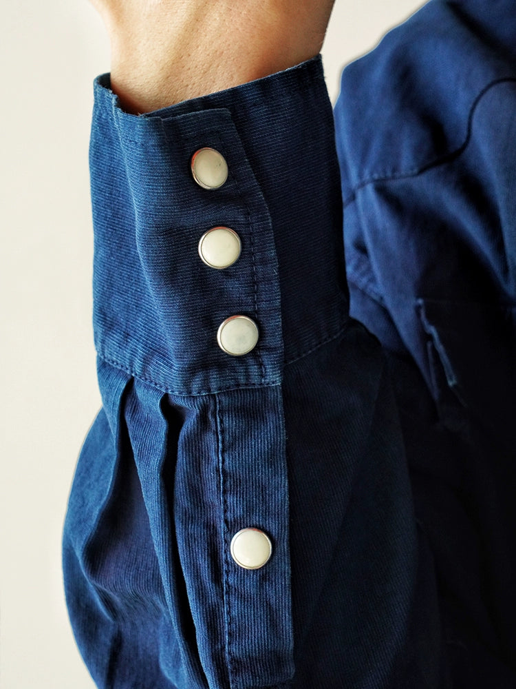 Handmade ancient plant dyed western shirt American retro long sleeve thin coat