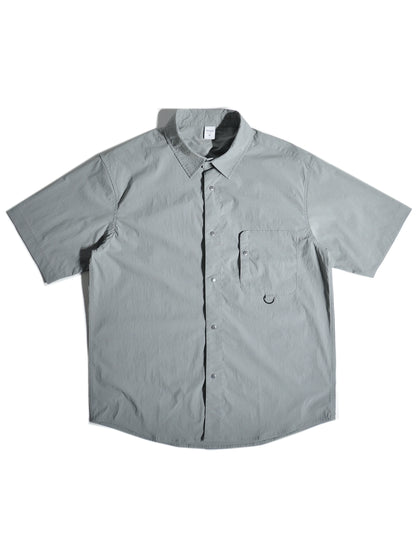 Summer thin quick-drying mountain outdoor functional wind pocket cargo short-sleeved shirt Japanese loose casual shirt men