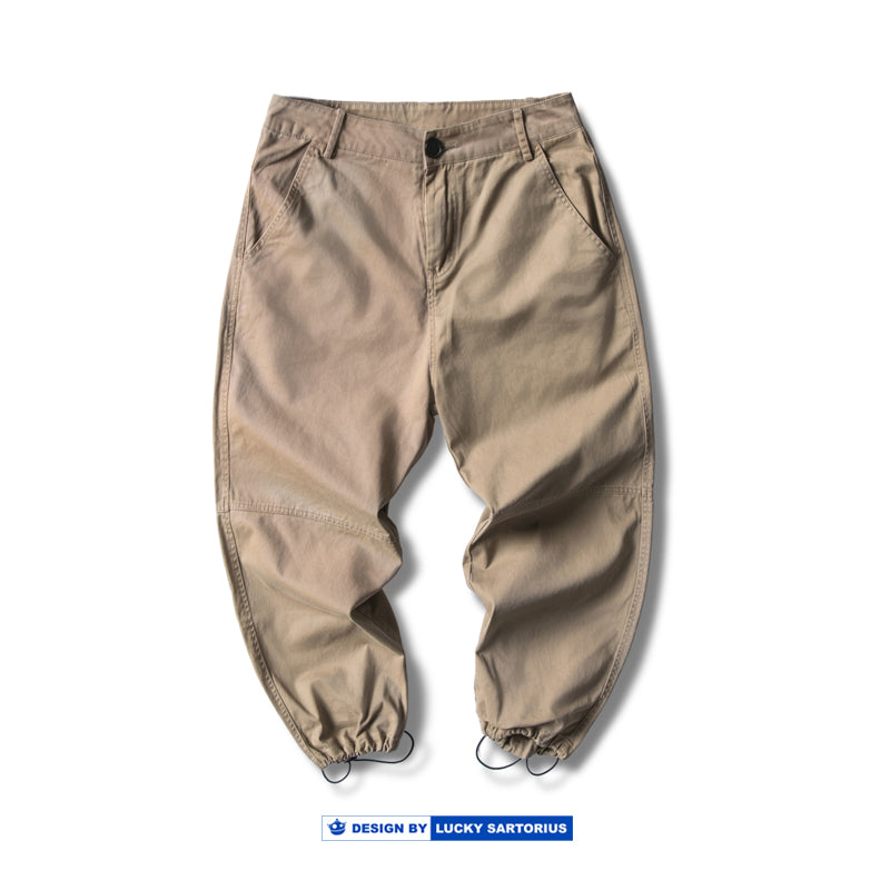 Japanese retro corduroy pocket stitching feet casual pants cotton cloth pants men's trend