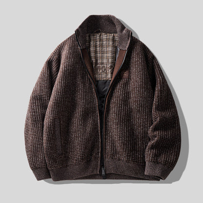 90% Duck Down Check Knit Puffer Jacket – Men's Oversized Winter Coat – Japanese vintage | yamalin clothes | Yamalinclothes
