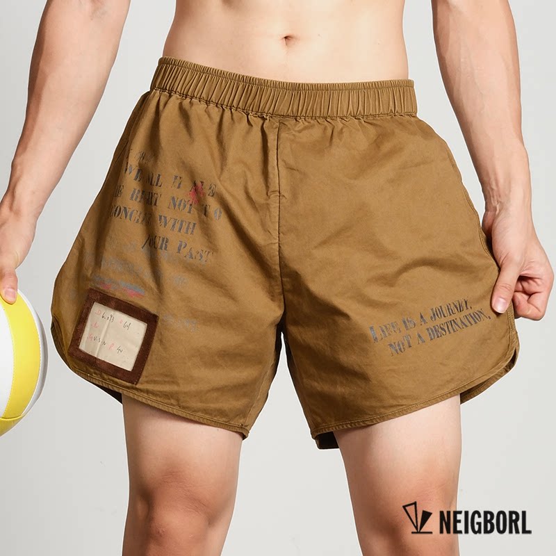 شورت صيفي أمريكي كاجوال فضفاض ومغسول بطباعة متعدد الاستخدامات