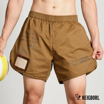 شورت صيفي أمريكي كاجوال فضفاض ومغسول بطباعة متعدد الاستخدامات