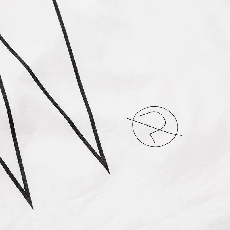 Japanese retro round collar line printing fashion brand short sleeve all-matching men's and women's T-shirt fashion top