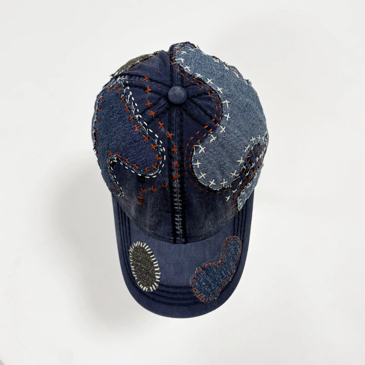 Handmade thorn patch boro distressed hat, Japanese retro baseball cap, trendy hats for men and women