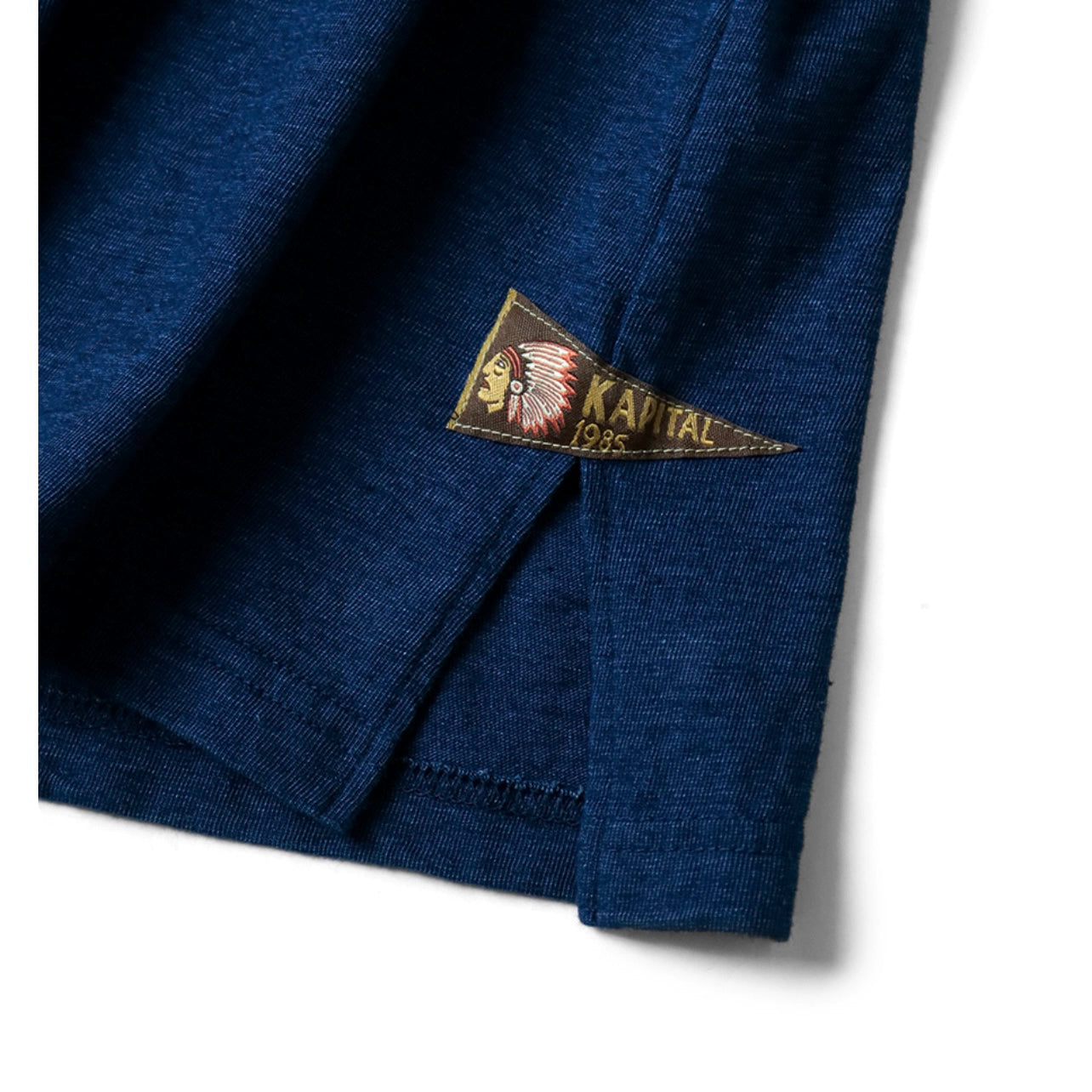 Japanese casual blue-dyed Indian flag cotton crew neck loose short sleeve T-shirt