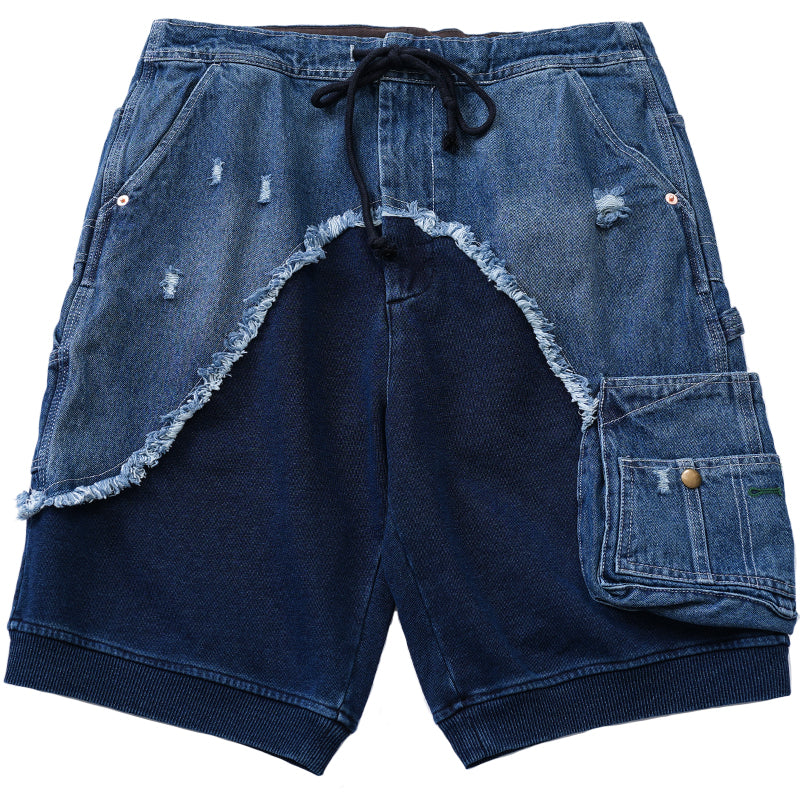 GL style summer men's loose-fitting washed jeans shorts