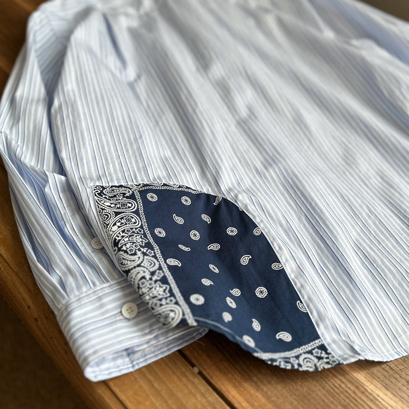 Japanese ethnic style cashew flower splicing casual long sleeve shirt