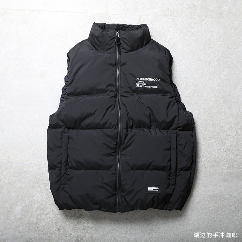 Spot NEIGHBORHOOD VEST four-color color-block embroidered Japanese tide down vest 90 down couple