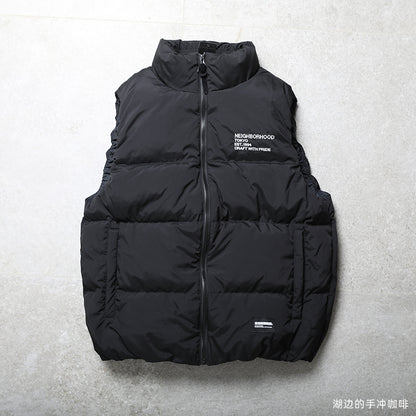 Spot NEIGHBORHOOD VEST four-color color-block embroidered Japanese tide down vest 90 down couple