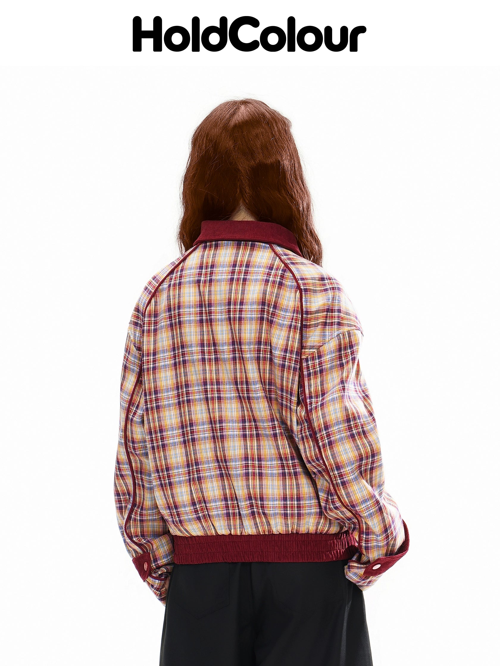 Plaid Embroidery Contrast Casual Jacket – Hold Colour Unisex