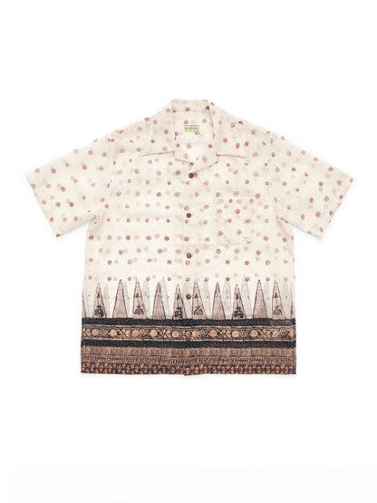 26SS Japanese Artisan Hawaiian Snowflake Print Cuban Collar Short-Sleeved Shirt | Japanese vintage | yamalin clothes | Yamalinclothes