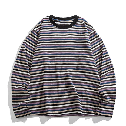 American Vintage Stripe Long-Sleeve T-Shirt – Relaxed Unisex Cotton Blend Tee