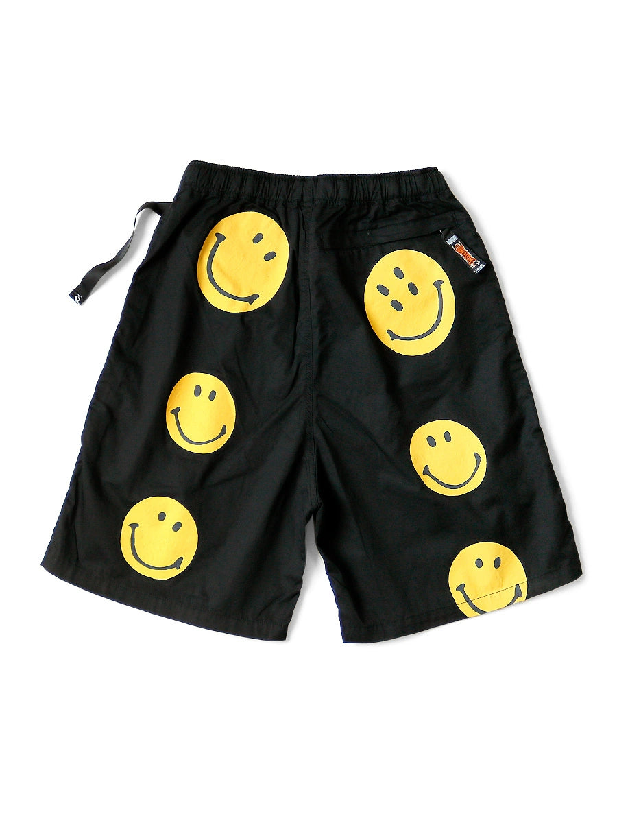 smiling face print Japanese retro trendy loose men's and women's casual shorts