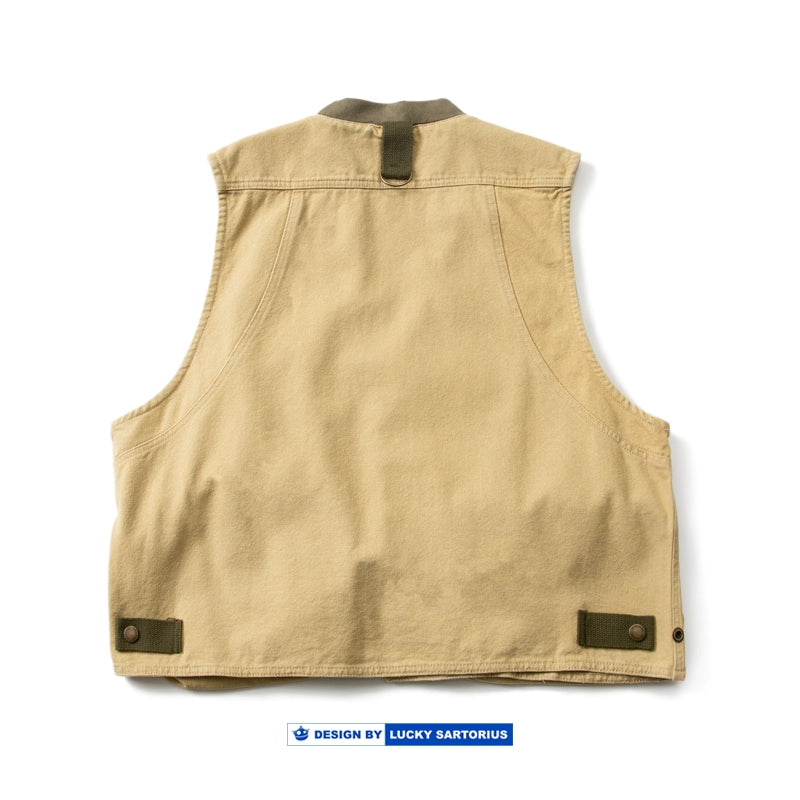 Japanese vintage outdoor hunting outfit multi-pocket cargo vest heavy wash texture young men's coat vest