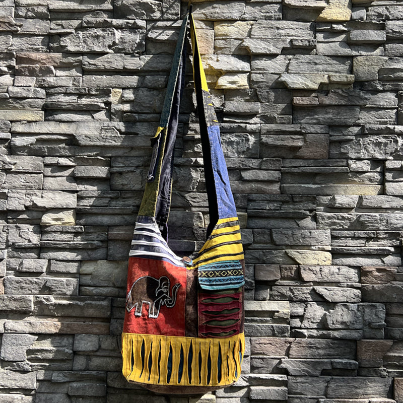 Nepal Indian washed cotton bag, old style, hippie shoulder bag for men and women