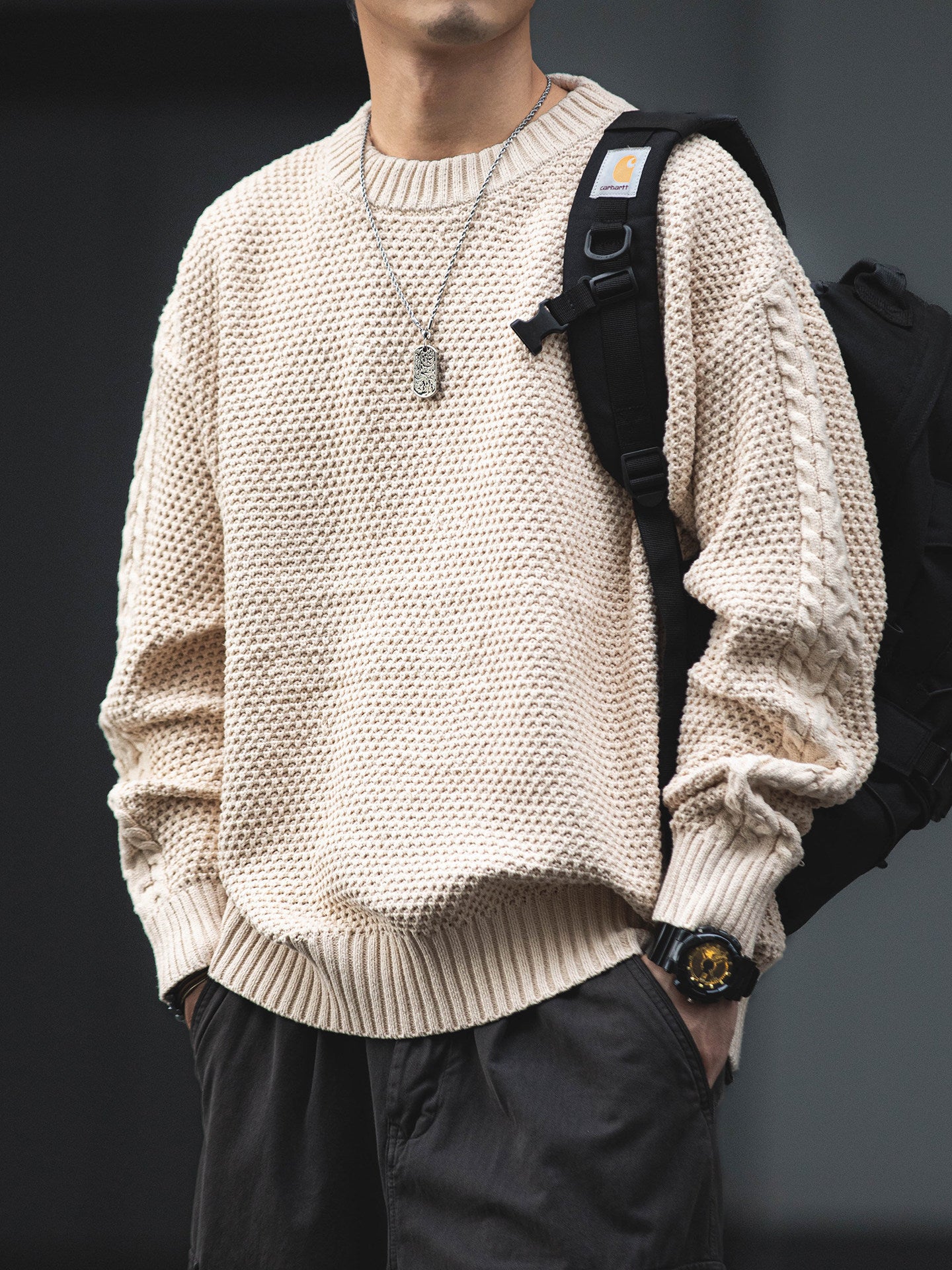 American Vintage Heavyweight Chunky Knit Pullover Sweater – Loose Unisex Autumn Winter – Japanese vintage | yamalin clothes | Yamalinclothes