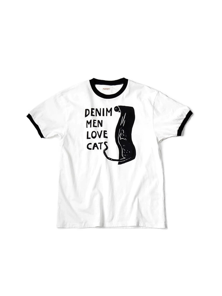 Japanese cat foam print pattern unisex loose crew neck short sleeve T-shirt