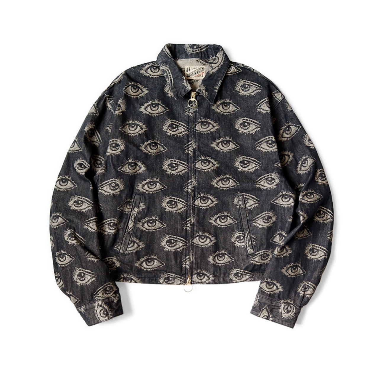 Japanese casual eye-embroidered denim retro lapel long-sleeved jacket