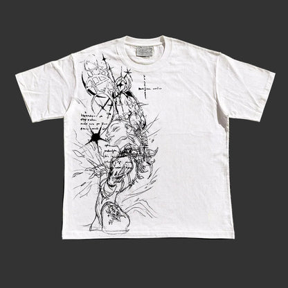 260g Anime Cartoon Line Art T-Shirt – Unisex Regular & Drop Shoulder