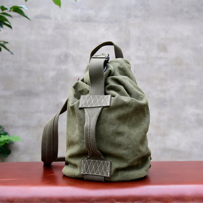 حقيبة كتف واحدة قماش سميك صناعة ثقيلة للرجال، حقيبة كروس عتيقة، حقيبة كاجوال، حقيبة صدر بنمط عسكري 8453