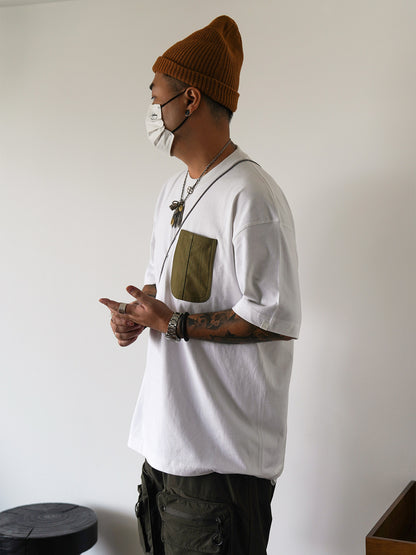 Japanese Workwear Military Pocket Tee – Unisex Loose Short Sleeve T-Shirt
