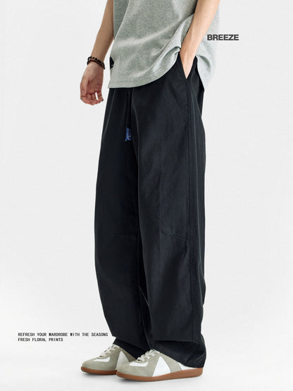 Paratrooper Cargo Pants – Loose Straight Drawstring Casual Trousers Men