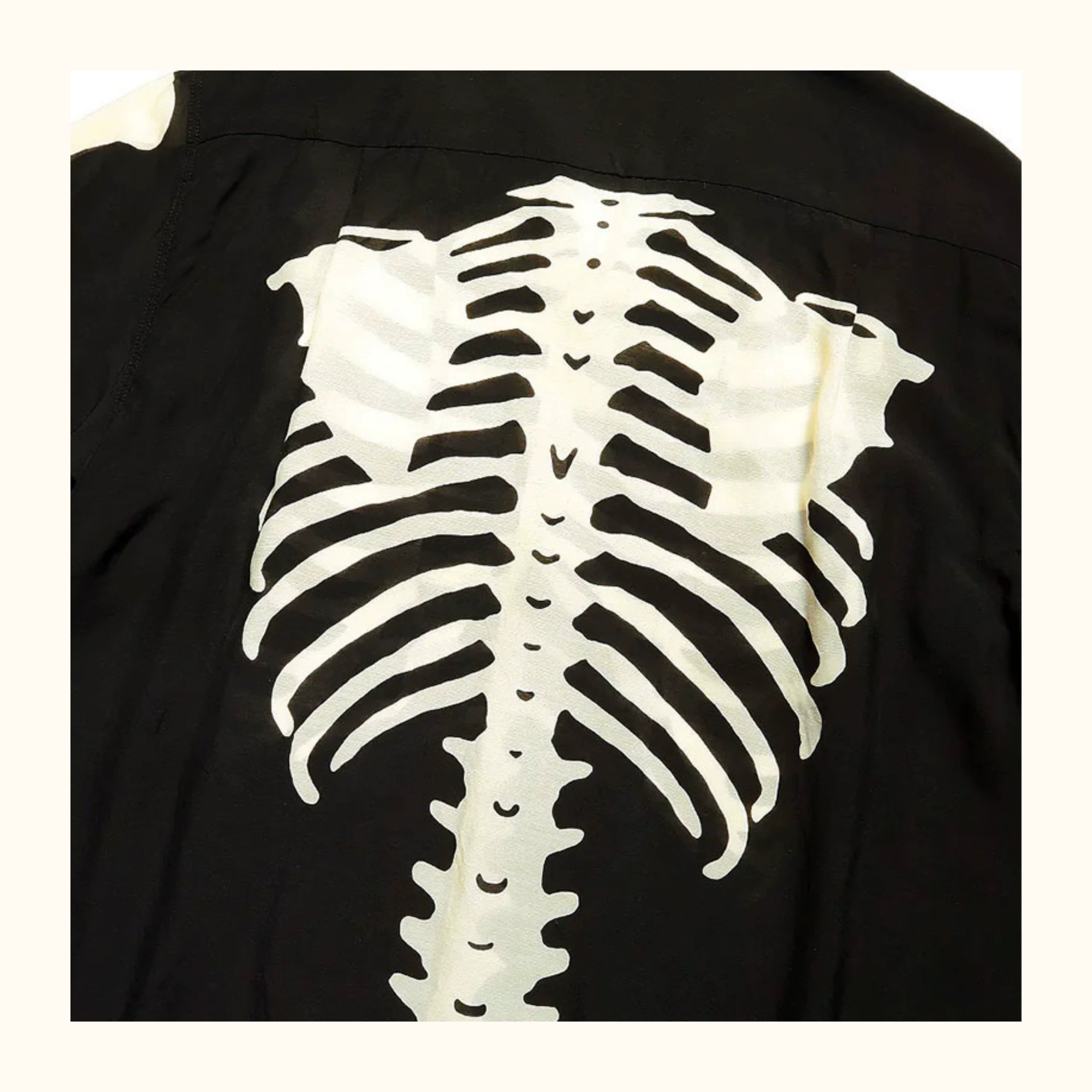 Japanese street casual bone print Cuban collar short sleeve shirt