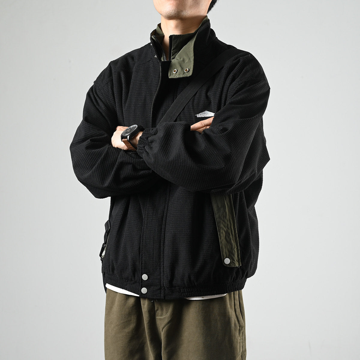 Corduroy Jacket – Contrast Stand Collar & Pocket Trim | Yamalinclothes