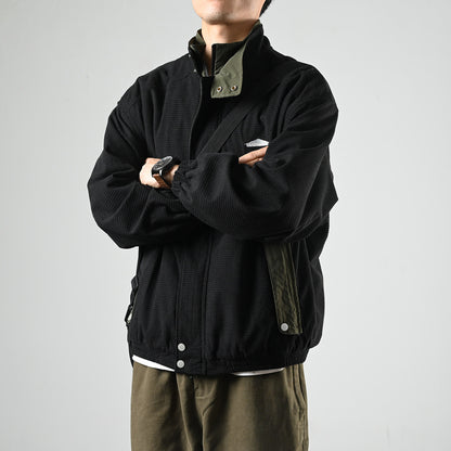 Corduroy Jacket – Contrast Stand Collar & Pocket Trim | Yamalinclothes