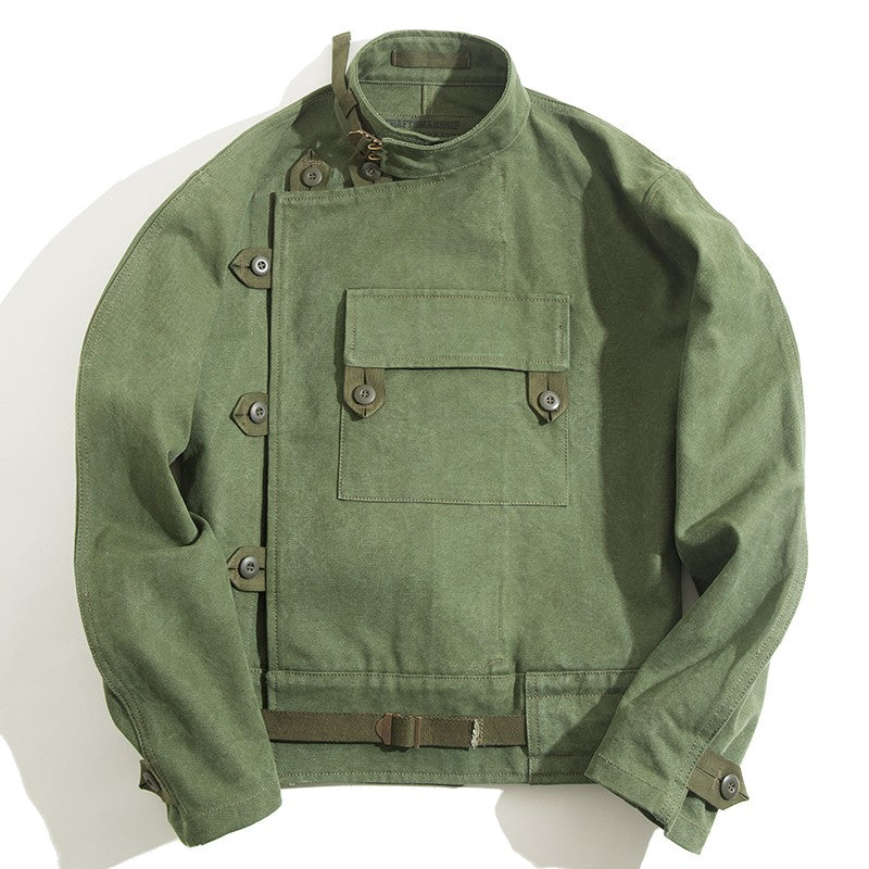 Vintage Hunting Jacket – Army Green Biker Coat Men – Japanese vintage | yamalin clothes | Yamalinclothes
