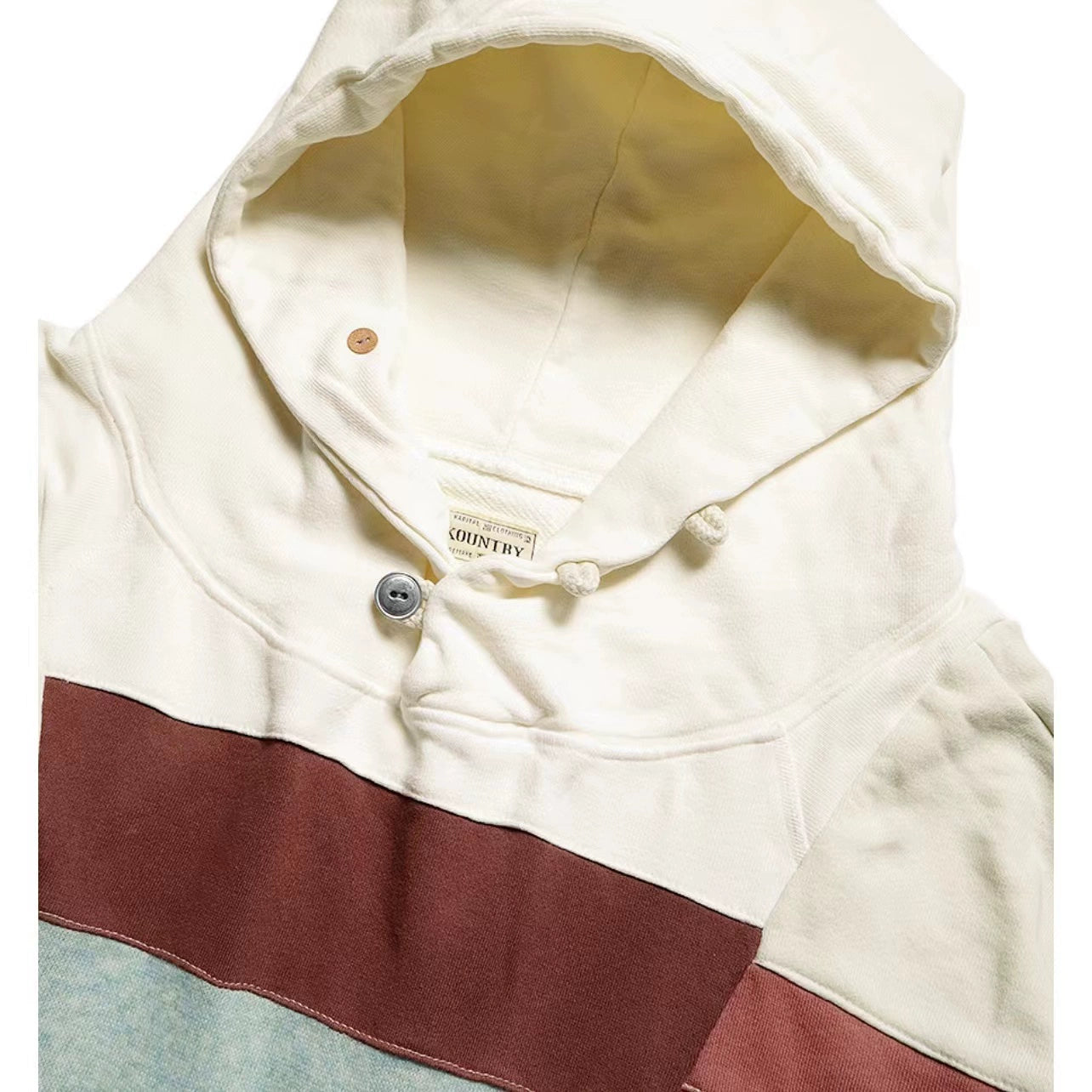 22AW Washed Cotton Ripped Striped Hooded Loose Sweatshirt