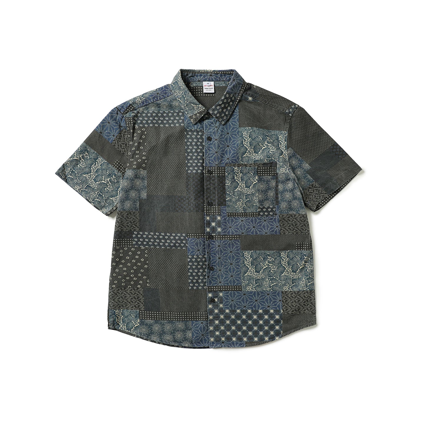 Japanese ethnic style short-sleeved casual shirt, Baijiabu printed cotton top, beach shirt