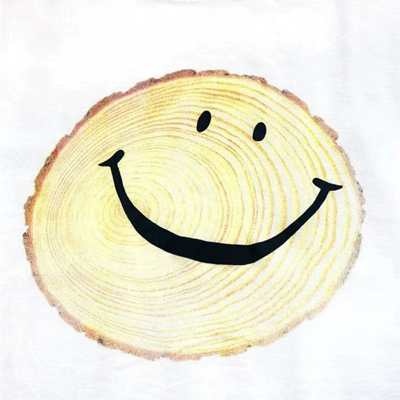 Japanese casual Tianzhu cotton stump smiley pattern round neck short-sleeved T-shirt