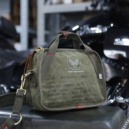 Heavyweight Canvas Pilot Crossbody Bag – Military Green