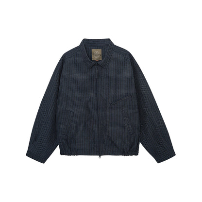 FW24 Vintage Harrington Jacquard Jacket - Yamalin Plaid Texture Memory Fabric Lapel Jacket