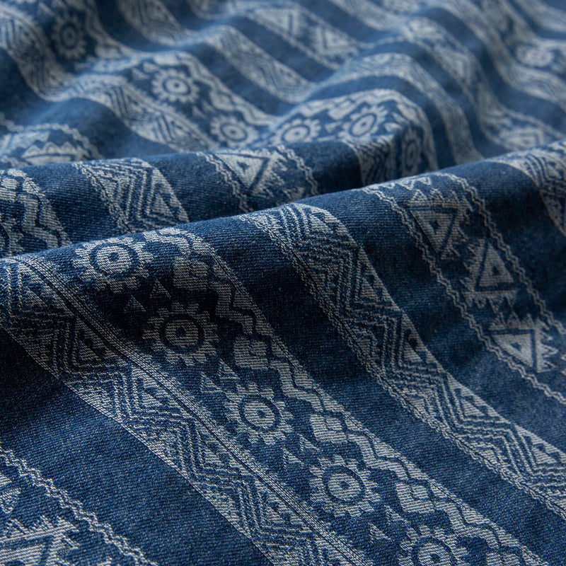 Spring and summer ethnic style youth retro men's loose shirt denim long-sleeved casual shirt top men's trend