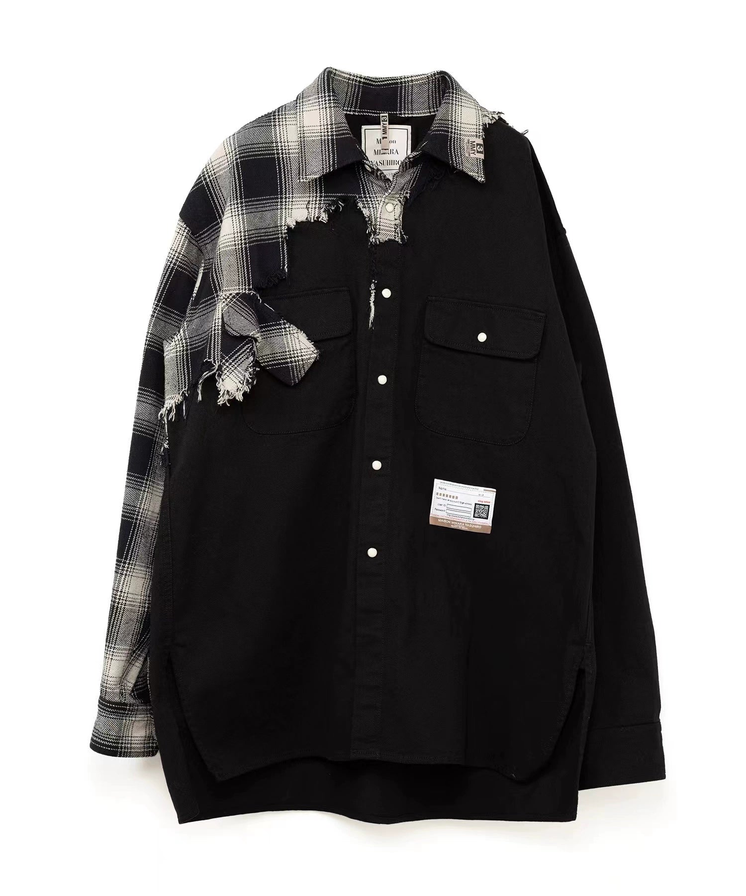 Irregular patchwork plaid jacket shirt coat