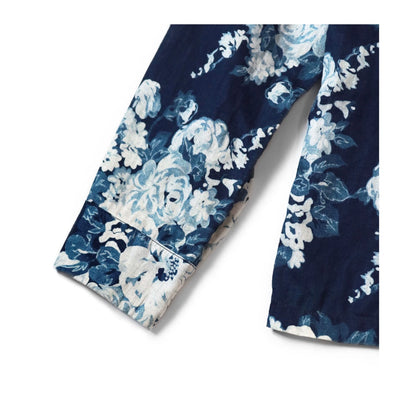 Japanese casual disconnect blue flower breasted loose long-sleeved shirt jacket
