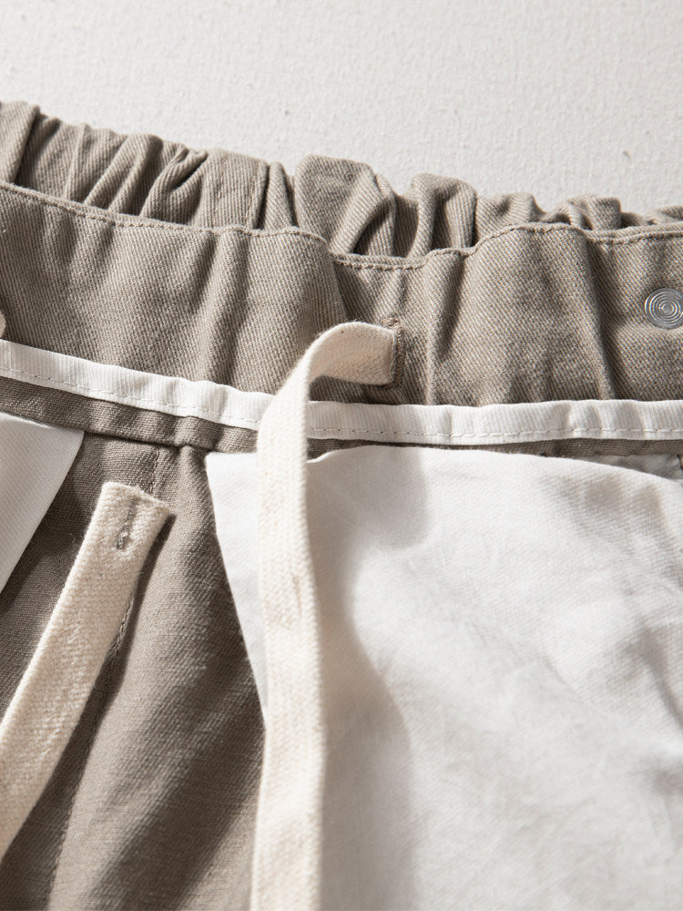 Wide-Leg Cotton Pants – Pleated Elastic Waist | Yamalinclothes | Vintage workwear outfit
