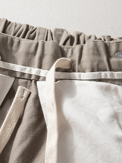 Wide-Leg Cotton Pants – Pleated Elastic Waist | Yamalinclothes | Vintage workwear outfit