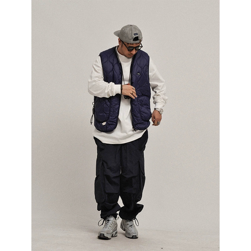 Quilting! Layering! In winter, Japanese lightweight outdoor liner cotton vest light and thin thermal vest jacket for men